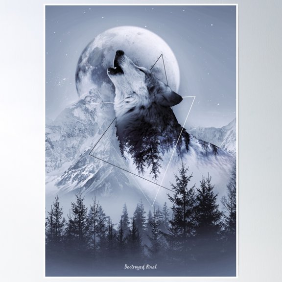 Bloom Theory Howl With The Wolf Poster Wall Art, Modern Wall Decor, 8x12 UNFRAMED