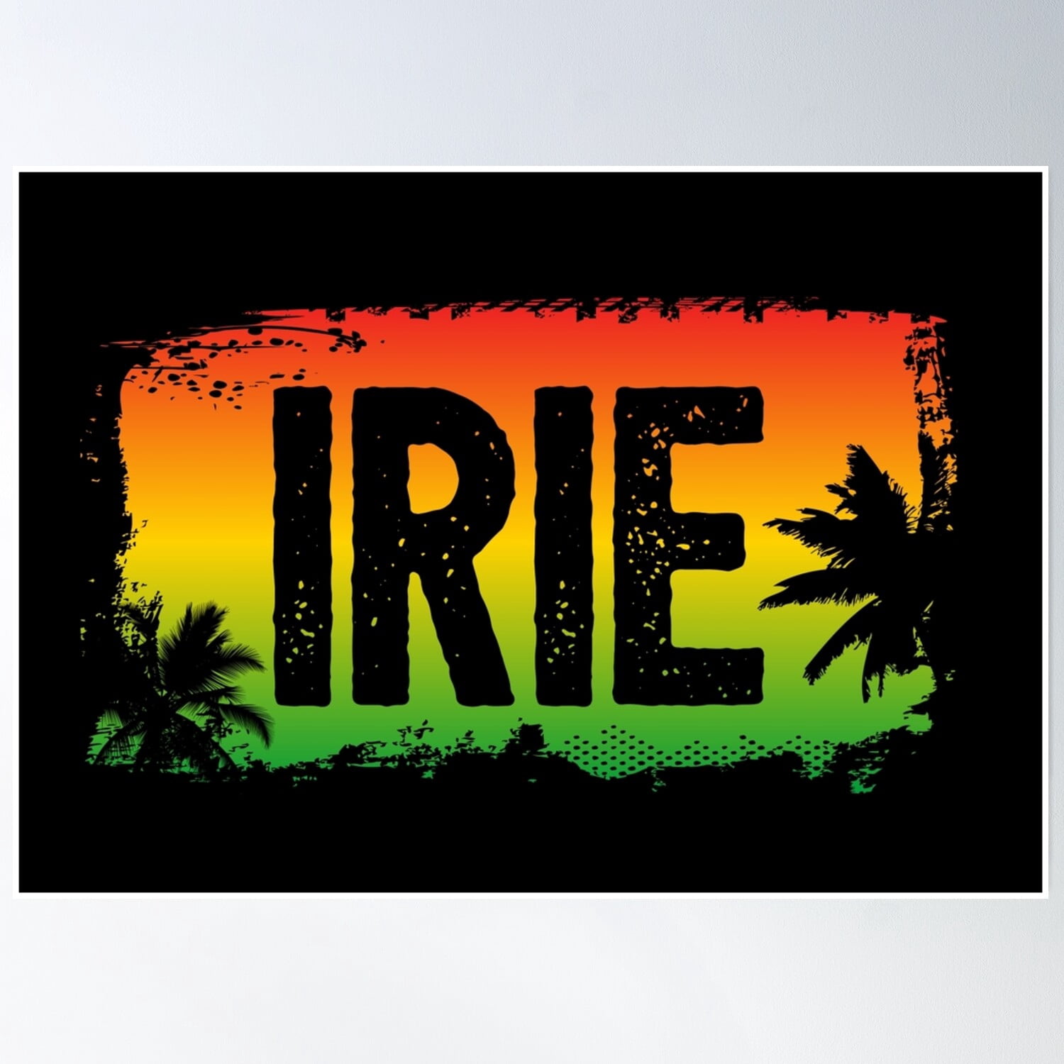 Irie Rasta Bloom Theory Irie Rasta Flag Colours And Palm Trees Poster Wall Art ...