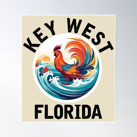 Bloom Theory Key West - Florida (With Back Lettering) Poster Wall Art, Modern Wall Decor, 8x12 UNFRAMED