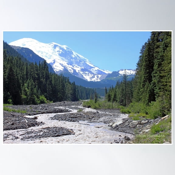 Bloom Theory Majestic Mountains, Mt. Rainier Poster Wall Art, Modern Wall Decor, 8x12 UNFRAMED