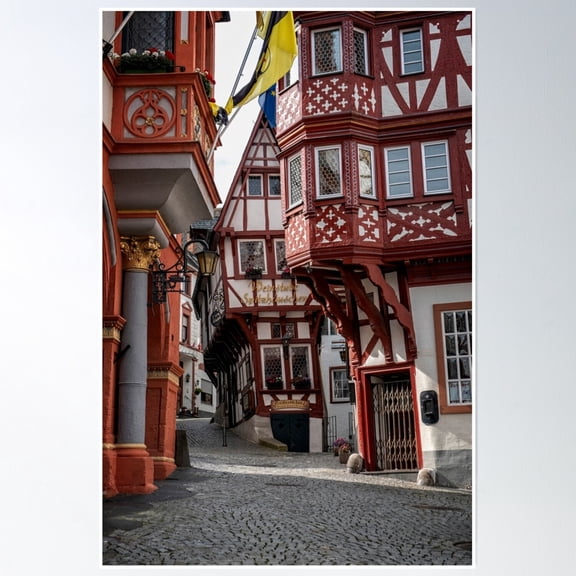 Bloom Theory Medieval Market Square - Bernkastel Germany Poster Wall Art, Modern Wall Decor, 16x24 UNFRAMED