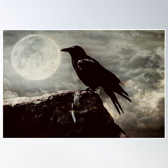 Bloom Theory Midnight Raven Poster Wall Art, Modern Wall Decor, 12x18 UNFRAMED