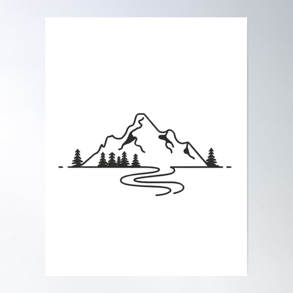 Bloom Theory Minimal Mountain Landscape | Line Art Nature Design Poster Wall Art, Modern Wall Decor, 16x24 UNFRAMED
