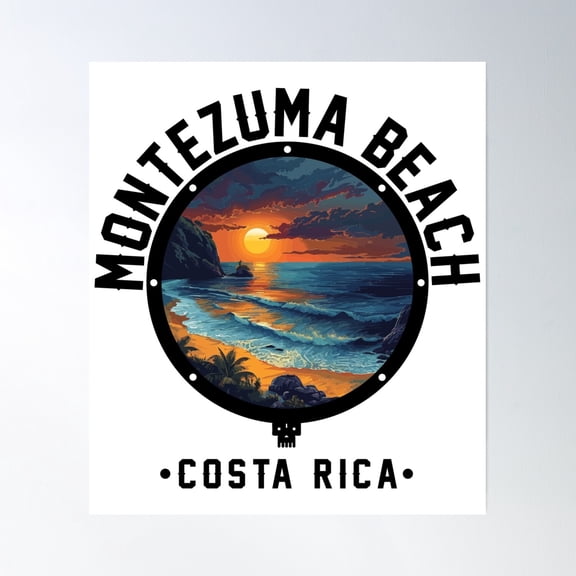 Bloom Theory Montezuma Beach - Costa Rica (With Black Lettering) Poster Wall Art, Modern Wall Decor, 8x12 UNFRAMED