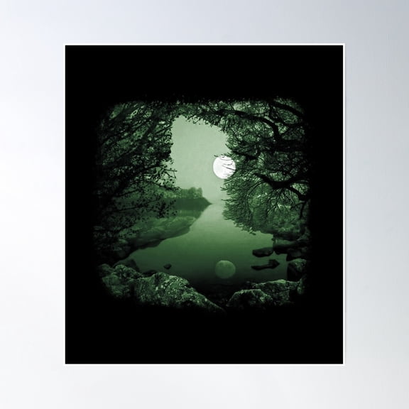 Bloom Theory Moon Art Moonlight Luna Gazing Gift Poster Wall Art, Modern Wall Decor, 24x36 UNFRAMED