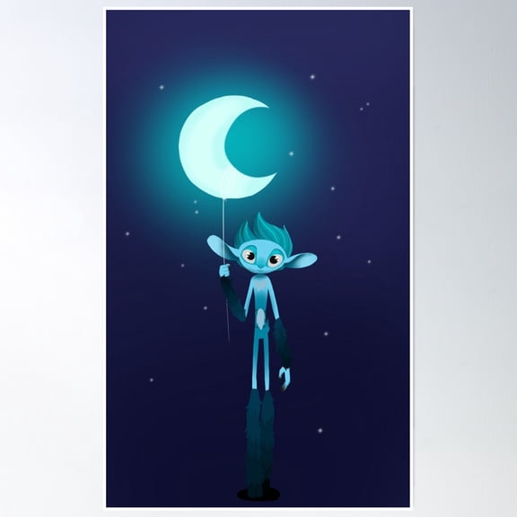 Bloom Theory Moon Balloon Poster Wall Art, Modern Wall Decor, 8x12 UNFRAMED