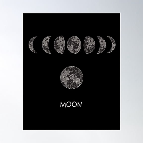 Bloom Theory Moon,Full Moon,Alf-Moon, Poster Wall Art, Modern Wall Decor, 8x12 UNFRAMED
