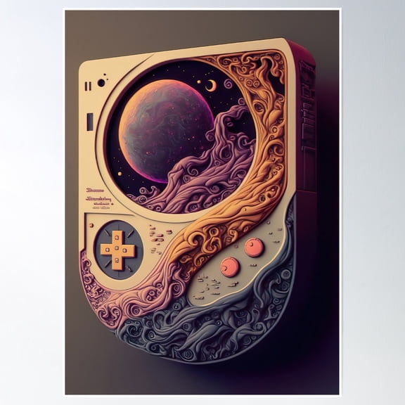 Bloom Theory Moon Gameboy From Another Dimension Poster Wall Art, Modern Wall Decor, 8x12 UNFRAMED