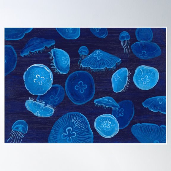 Bloom Theory Moon Jelly Swarm Poster Wall Art, Modern Wall Decor, 8x12 UNFRAMED