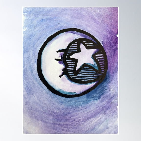 Bloom Theory Moon Man Poster Wall Art, Modern Wall Decor, 24x36 UNFRAMED
