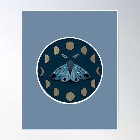 Bloom Theory Moon Moth Poster Wall Art, Modern Wall Decor, 8x12 UNFRAMED