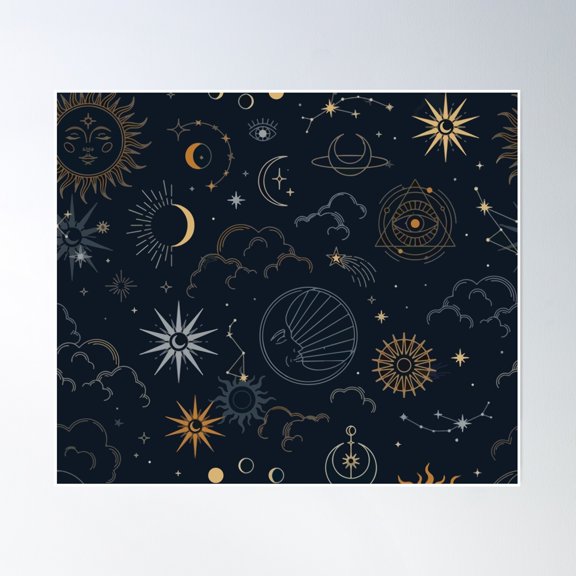 Bloom Theory Moon Pattern Poster Wall Art, Modern Wall Decor, 8x12 UNFRAMED