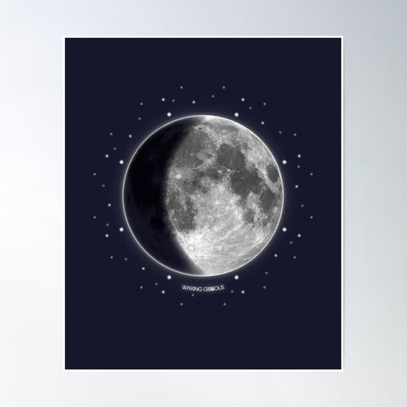 Bloom Theory Moon Phases - Waxing Gibbous Moon Poster Wall Art, Modern Wall Decor, 16x24 UNFRAMED