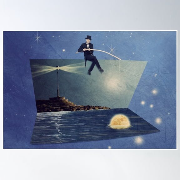 Bloom Theory Moon Print, Star And Space Print Poster Wall Art, Modern Wall Decor, 24x36 UNFRAMED