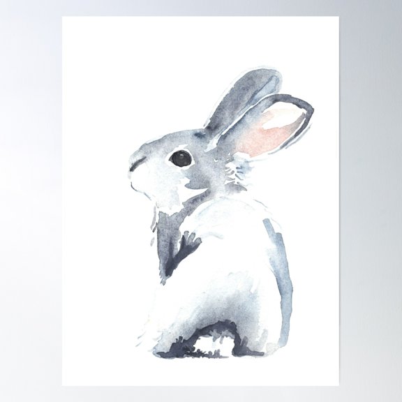 Bloom Theory Moon Rabbit I Poster Wall Art, Modern Wall Decor, 24x36 UNFRAMED