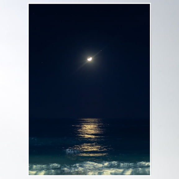 Bloom Theory Moonlight On The Sea Poster Wall Art, Modern Wall Decor, 8x12 UNFRAMED