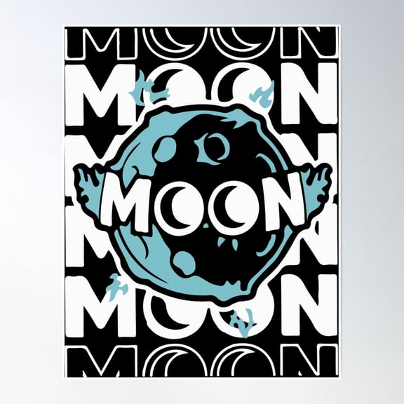 Bloom Theory Moonov - Moon Blue Fire Poster Wall Art, Modern Wall Decor, 12x18 UNFRAMED