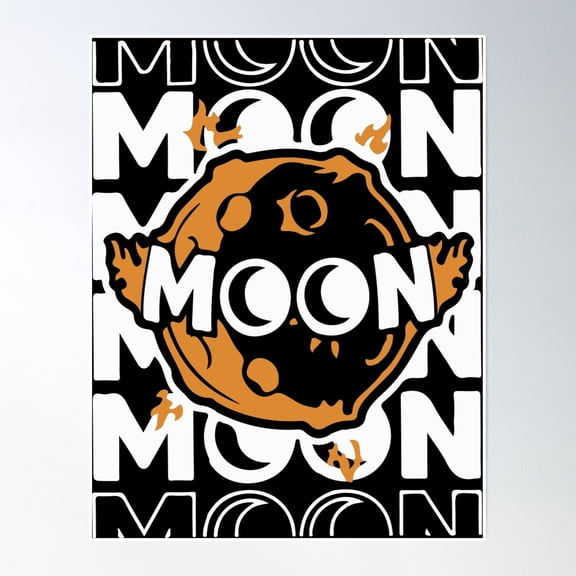 Bloom Theory Moonov - Moon Yellow Fire Poster Wall Art, Modern Wall Decor, 16x24 UNFRAMED