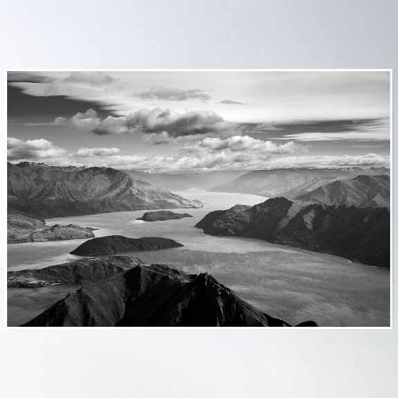 Bloom Theory Mountain Black And White Nature Landscape Poster Wall Art, Modern Wall Decor, 24x36 UNFRAMED