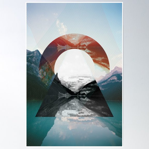 Bloom Theory Mountain Lake Poster Wall Art, Modern Wall Decor, 24x36 UNFRAMED