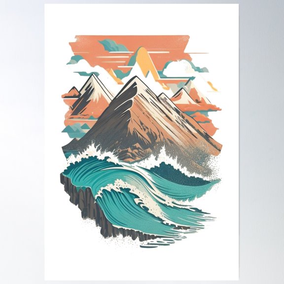 Bloom Theory Mountain Poster Wall Art, Modern Wall Decor, 16x24 UNFRAMED