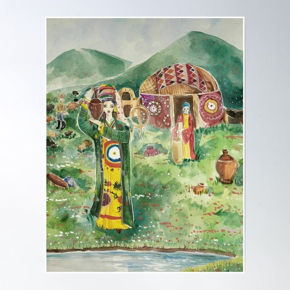 Bloom Theory Mountain Village Of Nomadsposter Wall Art, Modern Wall Decor, 8x12 UNFRAMED