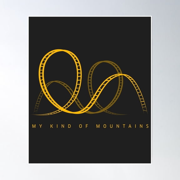 Bloom Theory My Kind Of Mountains Roller Coaster Yellow Design Poster Wall Art, Modern Wall Decor, 8x12 UNFRAMED