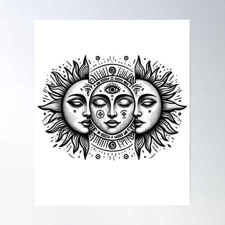 Bloom Theory Mystical Vintage Sun And Moon Faces Solar Eclipse Spiritual Boho Celestial Art Poster Wall Art, Modern Wall Decor, 8x12 UNFRAMED price history and forecast - Bloom Theory