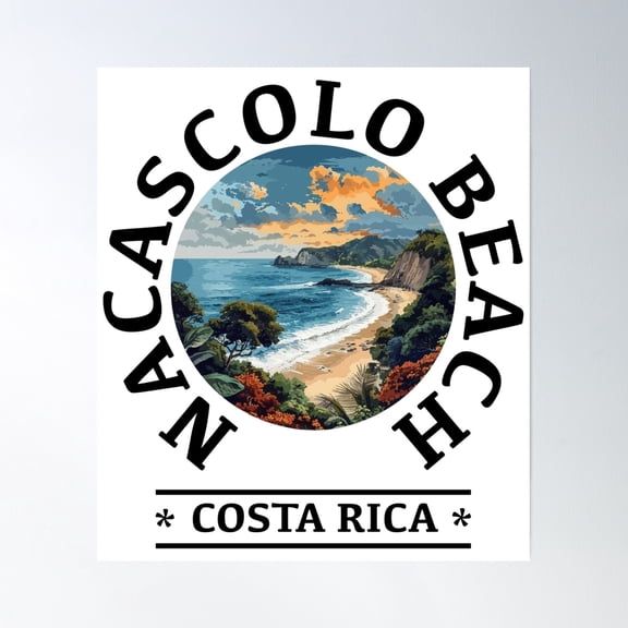 Bloom Theory Nacascolo Beach - Costa Rica (With Black Lettering) Poster Wall Art, Modern Wall Decor, 8x12 UNFRAMED
