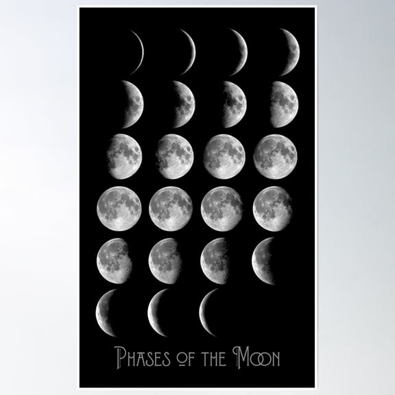 Bloom Theory Night Sky, Astronomy Chart, Phases Of The Moon Poster Wall Art, Modern Wall Decor, 12x18 UNFRAMED