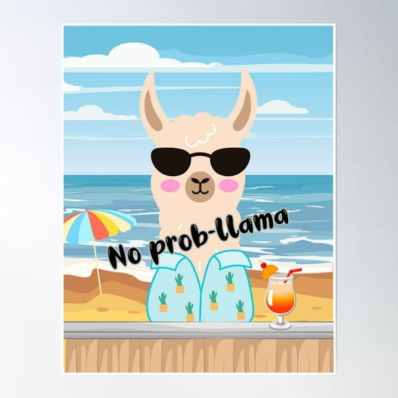 Bloom Theory No Prob-Llama Poster Wall Art, Modern Wall Decor, 8x12 UNFRAMED