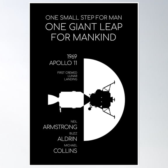Bloom Theory One Small Step For Man. One Giant Leap For Mankind. Apollo 11 (Pop) Poster Wall Art, Modern Wall Decor, 8x12 UNFRAMED