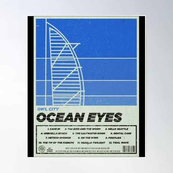 Bloom Theory Owl City - Ocean Eyes Retro Poster Poster Wall Art, Modern Wall Decor, 8x12 UNFRAMED