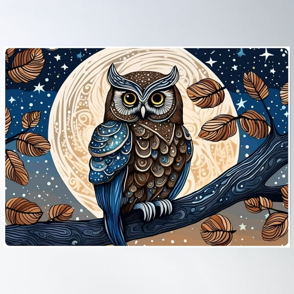 Bloom Theory Owl Of The Night Poster Wall Art, Modern Wall Decor, 8x12 UNFRAMED