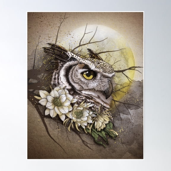 Bloom Theory Owl Poster Wall Art, Modern Wall Decor, 24x36 UNFRAMED