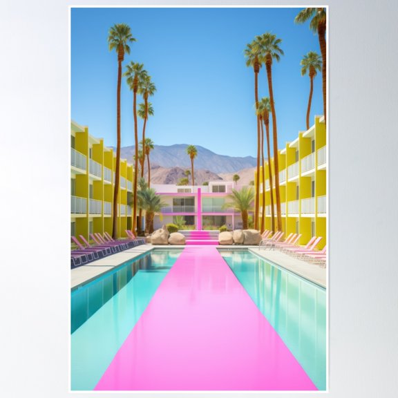 Bloom Theory Palm Springs Pink Poster Wall Art, Modern Wall Decor, 16x24 UNFRAMED