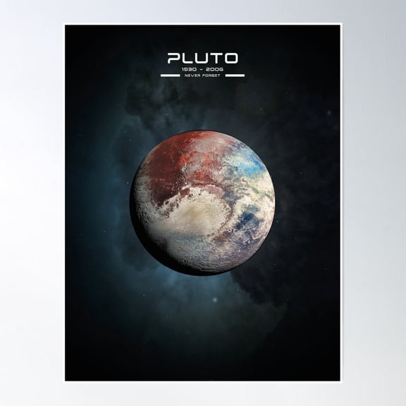 Bloom Theory Planet Pluto - Never Forget - 1930-2006 Poster Wall Art, Modern Wall Decor, 8x12 UNFRAMED
