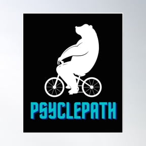Bloom Theory Psyclepath Cycling Bear Poster Wall Art, Modern Wall Decor, 8x12 UNFRAMED