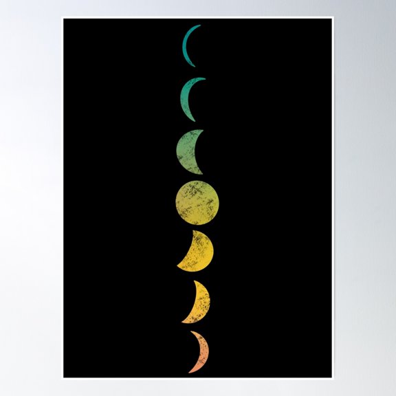 Bloom Theory Rainbow Moon Poster Wall Art, Modern Wall Decor, 12x18 UNFRAMED