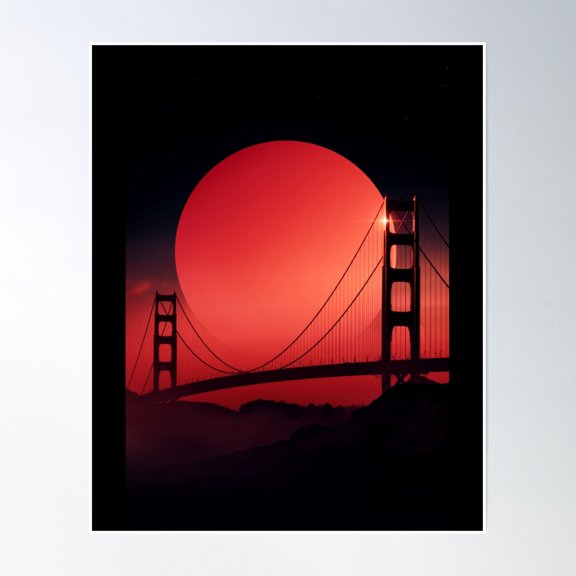 Bloom Theory Red Night Poster Wall Art, Modern Wall Decor, 12x18 UNFRAMED