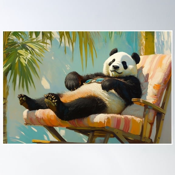 Bloom Theory Relax Panda Poster Wall Art, Modern Wall Decor, 16x24 UNFRAMED