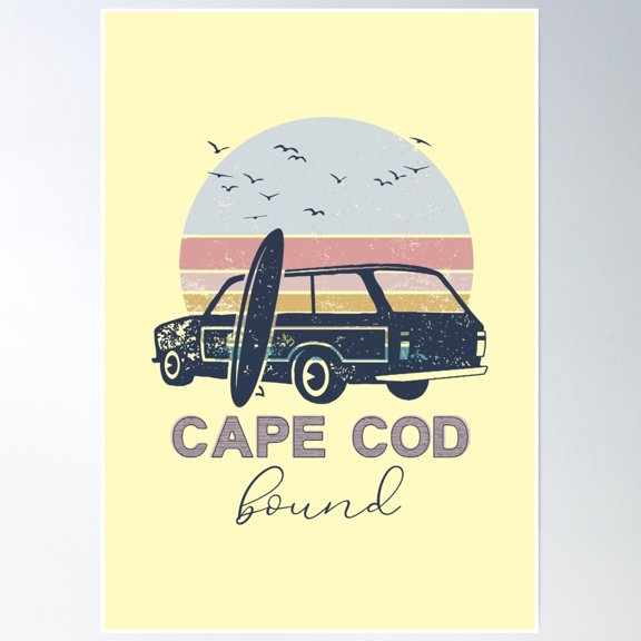 Bloom Theory Retro Cape Cod Summer Poster Wall Art, Modern Wall Decor, 24x36 UNFRAMED