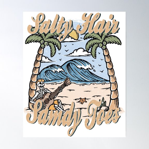 Bloom Theory Salty Hair Samdy Toes | Summer Vacation Loading Poster Wall Art, Modern Wall Decor, 16x24 UNFRAMED