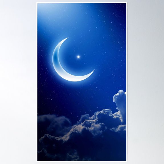 Bloom Theory Sickle Crescent Moon And Star Poster Wall Art, Modern Wall Decor, 24x36 UNFRAMED