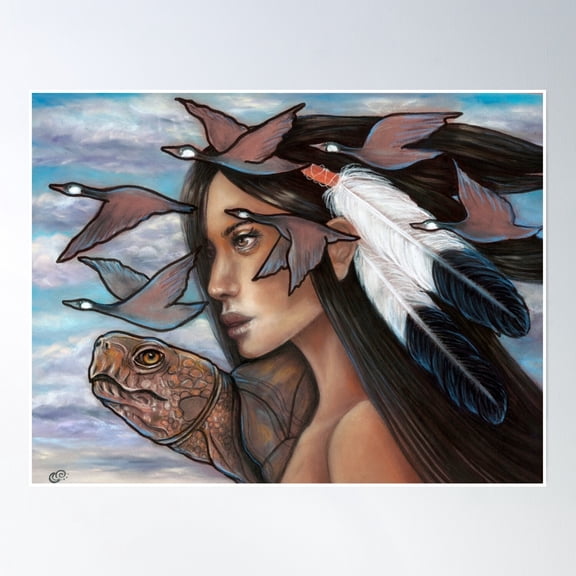Bloom Theory Sky Woman Iroquois Mother Goddess Poster Wall Art, Modern Wall Decor, 8x12 UNFRAMED