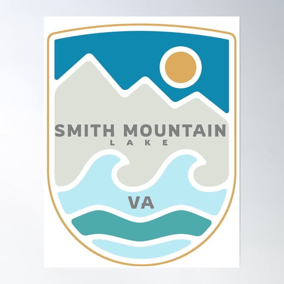 Bloom Theory Smith Mountain Lake Virginia Va Retro Mountains Water Sunrise And Sunset Poster Wall Art, Modern Wall Decor, 12x18 UNFRAMED