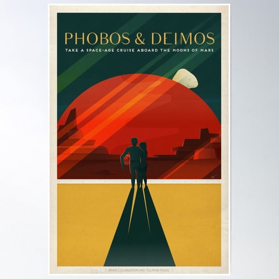 Bloom Theory Spacex Mars Colonization And Tourism Association: Phobos & Deimos (8K Resolution) Poster Wall Art, Modern Wall Decor, 12x18 UNFRAMED