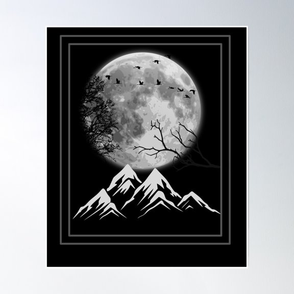 Bloom Theory Spooky Moon Poster Wall Art, Modern Wall Decor, 16x24 UNFRAMED