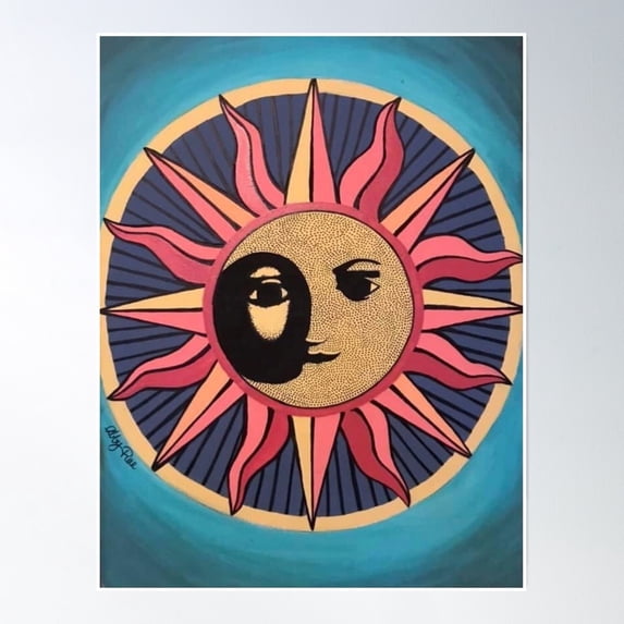 Bloom Theory Sun & Moon Poster Wall Art, Modern Wall Decor, 8x12 UNFRAMED