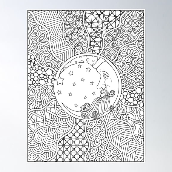 Bloom Theory Tangled Moon Man Poster Wall Art, Modern Wall Decor, 8x12 UNFRAMED